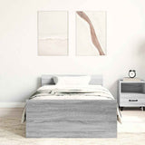 Bed Frame without Mattress Grey Sonoma 75x190 cm Small Single Engineered Wood 835951