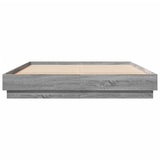 Bed Frame with LED without Mattress Grey Sonoma 150x200 cm King Size 3209791