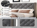 Upholstered bed,Single Bed-3ft ,With slatted frame and headboard, Button Rivet N606P243925G