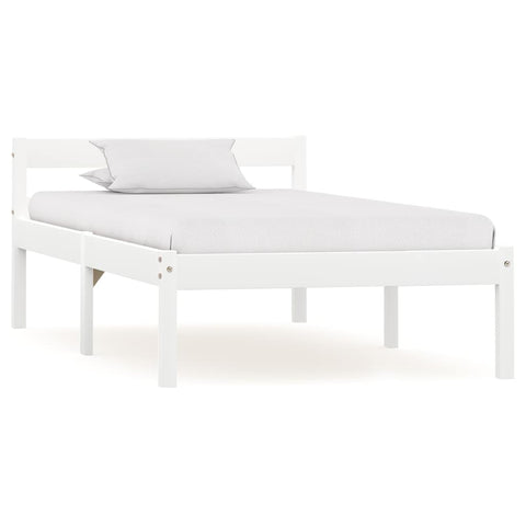 Bed Frame without Mattress White Solid Pine Wood 100x200 cm 283185