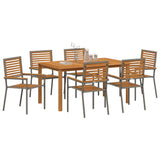 Garden Dining Set 7 pcs Grey Solid Acacia Wood 3365521