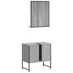 ZNTS 2 Piece Bathroom Cabinet Set Grey Sonoma Engineered Wood 3214337