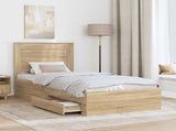 Bed Frame Sonoma Oak and Silver 75 x 190 cm Engineered Wood 3410375