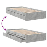 Bed Frame with Drawers without Mattress Concrete Grey 90x190 cm Single 3280709