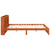 Bed Frame with Headboard with Storage Wax Brown Solid Pine Wood 3423813