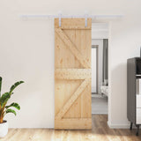Sliding Door Natural and White 70 x 210 cm Solid Pine Wood 3444945