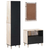 Bathroom Furniture Set with Drawer 3 pcs White Solid Mango Wood 3310115