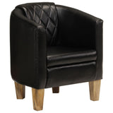 Tub Chair Black Real Leather 359639