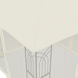 Gazebo with Double Roof and Mesh Walls Cream 2.94x2.94 m Steel 368454