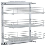 3-Tier Pull-out Kitchen Wire Basket Silver 47x35x56 cm 50970
