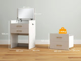 3 in 1 Dressing Table with Flip-top Mirror and Rolling Stool, Modern Vanity Desk with Visible Glass T3398P377841