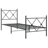 Metal Bed Frame without Mattress with Footboard Black 80x200cm 376511