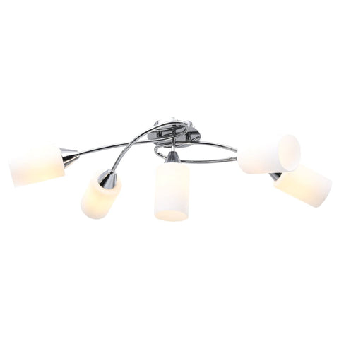 ZNTS Ceiling Lamp with Ceramic Shades for 5 E14 Bulbs White Cone 289238