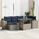 9 Piece Garden Sofa Set with Cushions Grey Poly Rattan Acacia 3326832