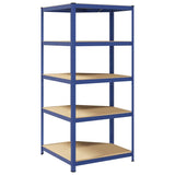 5-Layer Corner Shelf Blue Steel&Engineered Wood 4016964
