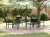 Garden Dining Set with Cushion 5 pcs Black Poly Rattan 3380039