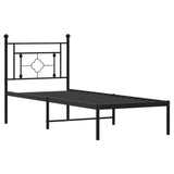 Metal Bed Frame without Mattress with Headboard Black 80x200cm 374330