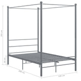 Bed Frame Grey Powder-coated metal 140x200 cm Bed Frame 325062