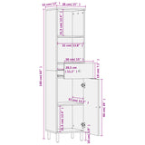 Bathroom Cabinet Black 38x33x160 cm Solid Wood Mango 356841