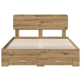 Bed Frame with Drawer Artisan Oak 140 x 190 cm Engineered Wood 3412381