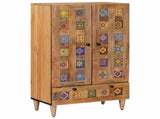 Highboard with Door Natural 60 x 33.5 x 100 cm Solid Mango Wood 4018290
