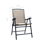 Chair Set of 2 Taupe Textilene, Steel Medium Foldable Chair 47925