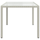 Garden Table 150x90x75 cm Tempered Glass and Poly Rattan White 316709