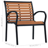Garden Chair Set of 2 Black and Brown Steel and WPC Standard 312036