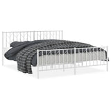 Metal Bed Frame without Mattress with Footboard White 180x200cm 374508