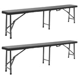 Garden Bench Set of 2 Black Powder-coated steel, HDPE 180 cm 48832
