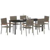 Garden Dining Set with Cushion 7 pcs Grey Poly Rattan 3379714