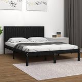 Bed Frame without Mattress Black 200x200 cm Solid Wood Pine 3104437