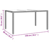 Garden Table with Glass Top Beige Poly Rattan&Tempered Glass 319553