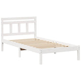 Bed Frame White 75 x 190 cm Solid Pine Wood 872357