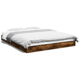 Bed Frame without Mattress Smoked Oak 160x200 cm Engineered Wood 842011