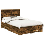Bed Frame with Drawer Smoked Oak 135 x 190 cm Engineered Wood 3409662