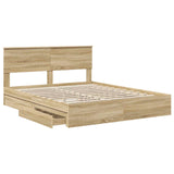 Storage Bed with Drawer Sonoma Oak 160 x 200 cm Engineered Wood 3410779