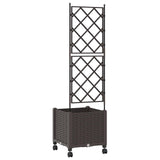 Garden Planter with Trellis&Wheels Brown 40 x 40 x 149 cm PP 3422939