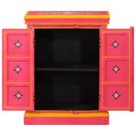 ZNTS Sideboard Solid Mango Wood Pink Hand Painted 244839