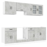 8 Piece Kitchen Cabinet Set Kalmar Concrete Grey Engineered Wood 3314825