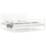 Bed Frame without Mattress White Super King Size Solid Wood 3194067