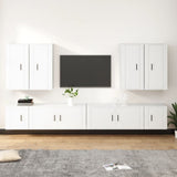 8 Piece TV Cabinet Set White Engineered Wood 3188702