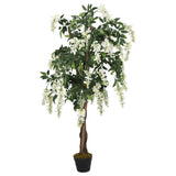 Artificial Wisteria Tree 840 Leaves 150 cm Green and White 359008
