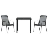 Garden Dining Set 3 pcs Black Powder-Coated Steel 3379135
