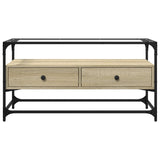 TV Cabinet with Glass Top Sonoma Oak 98x35x51 cm Engineered Wood 846065