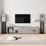 Speaker Stands 2 pcs Black Tempered Glass 4 Pillars Design 51817