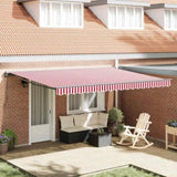 Retractable Awning Red and White Stripe 450x300 cm Fabric 3330926