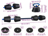 4-in-1 Dumbbell Set Black and Blue 121 x 19.5 x 19.5 cm 42023470