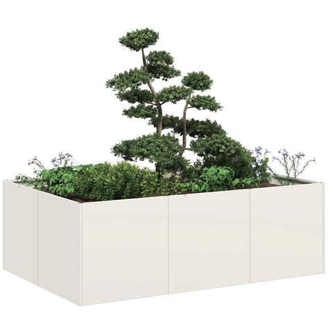 ZNTS Planter White 120x80x40 cm Steel 860746