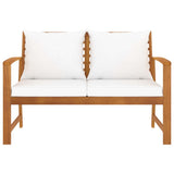 Garden Bench 120 cm with Cream Cushion Solid Wood Acacia 318339